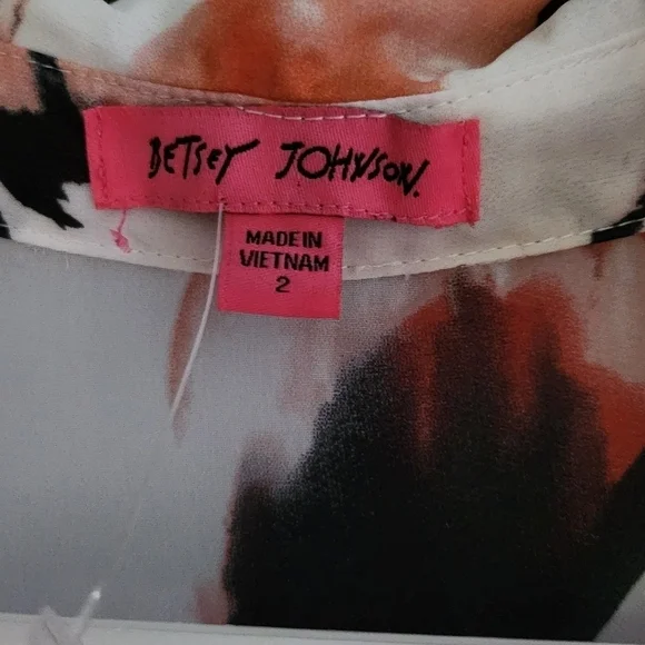 New BETSEY JOHNSON Floral shirt Dress Chiffon Size 2 - Picture 3 of 7